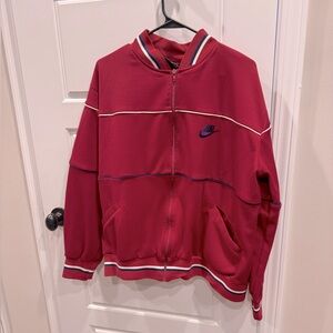Vintage NIKE Spell Out Swoosh Striped Full Zip Track Jacket 80s maroon ￼ XL
